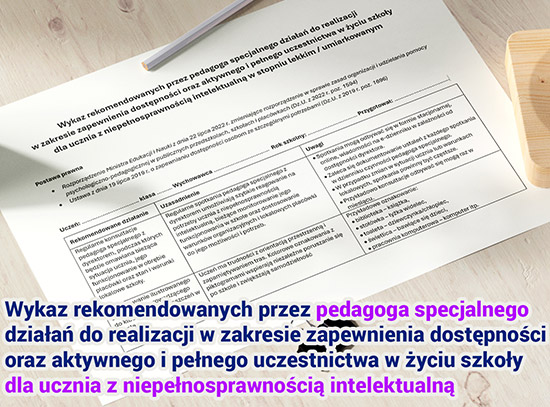 Rekomendacje pedagoga specjalnego